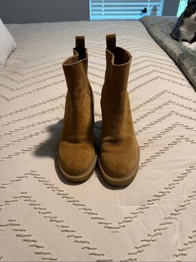 Dolce Vita Tan Suede Heeled Chelsea Boots